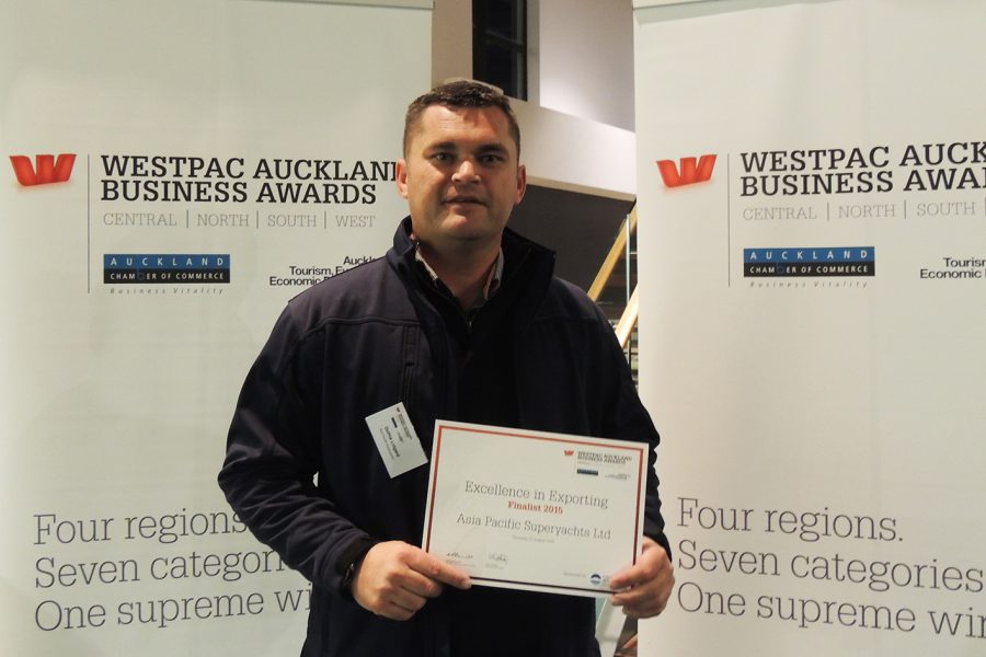 APS New Zealand Duthie Lidgard accepting Westpac Auckland NZ business award