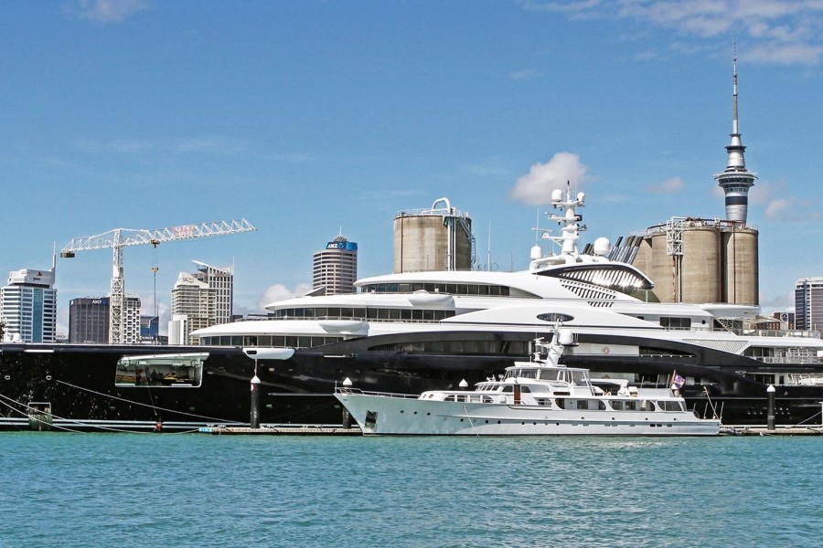 A rare glimpse of newest Fincantieri yacht Ocean Victory beside her predecessor Serene in Auckland, NZ. via @ShowboatsMag