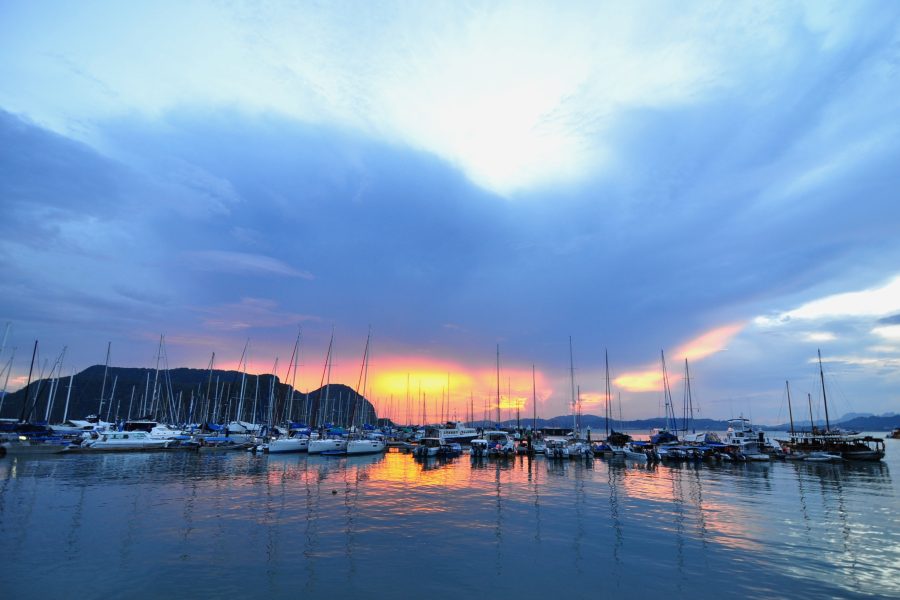 langkawi malaysia harbor sunset