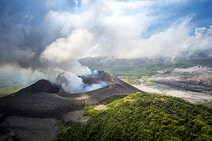Aerial view of Barren Volcano, Andaman Islands, India