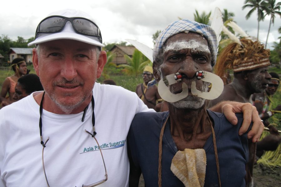 Captain Jimmy Blee with Asmat Hill Tribal member